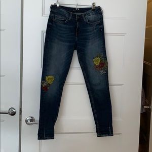 Zara Basic embroidered denim jeans
